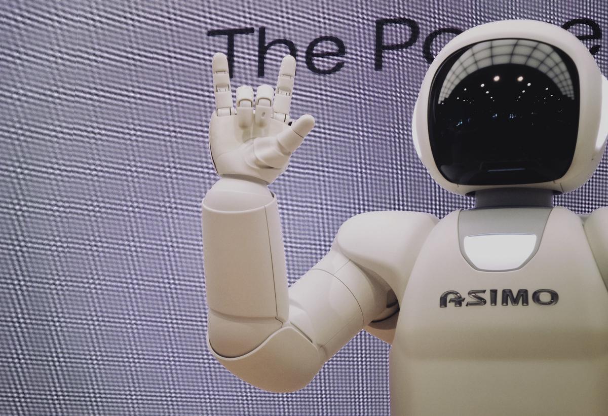 An image of ASIMO, the world's first full-scale working humanoid robot